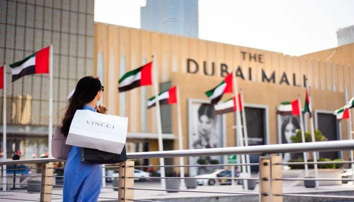 Lady standing outside Dubai mall
