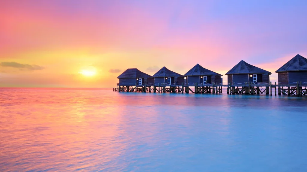 sunset photo with a view of Maldives