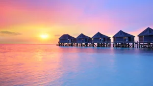 sunset photo with a view of Maldives